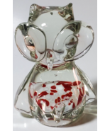 Vintage Hand Blown Art Glass Fish Paperweight Red White Owl Figurine  - €19,67 EUR