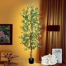 7Ft Artificial Olive Tree, Realistic Fake Plant With Waterproof 100 Led String L - £113.38 GBP