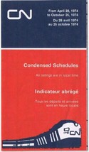 Canadian National Railways Condensed Schedules Principal Cities Apr to Oct 1974 - £1.70 GBP