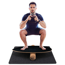 Gymax Wooden Balance Board Trainer Wobble Roller for Exercise Sports Training - £92.36 GBP