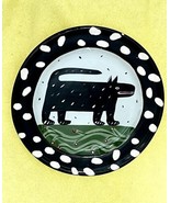 Signed Ceramic Droll Designs Black Dog Cat Animal Dessert Plate 8.5” Schipperke - £31.51 GBP