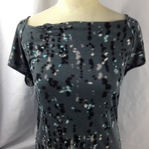 ANA Womens Top Pullover Scoop Round Hem Shirt Loose Fit Short Sleeve Grey Sz XL - £7.06 GBP