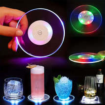 Set of 2 Luminous Acrylic Coasters LED Cup Holder Night Light Placemat - £11.95 GBP+