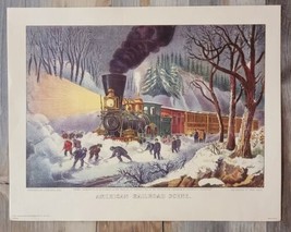 Vtg Currier &amp; Ives Print &quot;American Railroad Scene&quot; 14&quot; x 11&quot; Donald Art Co 1970s - £15.49 GBP