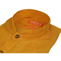Mens INSERCH linen Shirt Banded Chinese Collar Sleeves-Less SS719 Sunburst image 9