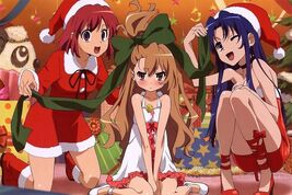 Anime Three Girls Christmas Metal Sign - $39.95