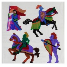 2000s Sandylion Foil Shiny Medieval Knights Single Sticker Sheet 2&quot;  Purple - $4.09 CAD