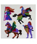 2000s Sandylion Foil Shiny Medieval Knights Single Sticker Sheet 2&quot;  Purple - $4.06 CAD