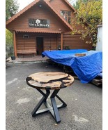 HANDI STONE Epoxy Round Table (Top and Base Both) Natural Wood Table, Wo... - $500.00