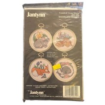 Vintage 1991 Janlynn Counted Cross Stitch Woodland Babies 50-355 4 3-1/4" Frames - $19.79