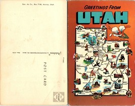 Utah(UT) Greetings Map Sites Attractions State Flower Sego Lilly VTG Postcard - £7.51 GBP