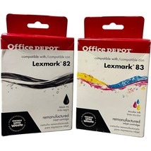 2 packs (1 color, 1 black) Office Depot for Lexmark 83 Printer Ink Cartr... - $15.99