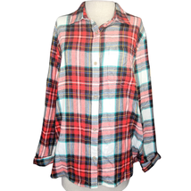 Cotton Flannel Plaid Shirt Size Large  - £19.78 GBP