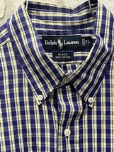 VTG Polo Ralph Lauren Shirt Mens Extra Large Button Up Blue Plaid Twill ... - $17.82