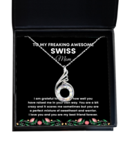 Necklace Present For Swiss Mom - To My Freaking Awesome Mom - Jewelry Phoenix  - $49.95