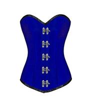 Blue Silk Gothic Burlesque Plus Size Waist Shaper Long Overbust Corset Costume - £68.42 GBP