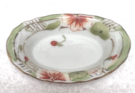 Vintage Orange Nasturtium Hand Painted Floral w Gold Open Salt Dip 2 5/8... - $18.32