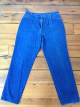 Vtg Wrangler USA Dark Wash Straight Leg Pleated Front High Waist Jeans 32&quot; Waist - £23.58 GBP