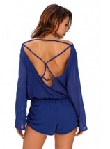 Navy blue romper cris cross back small nwot - $274.31 MXN