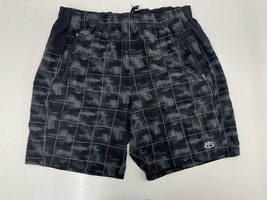 Tapout Mens Shorts Size XL Black Plaid Elastic Waist Workout Shorts - $13.98