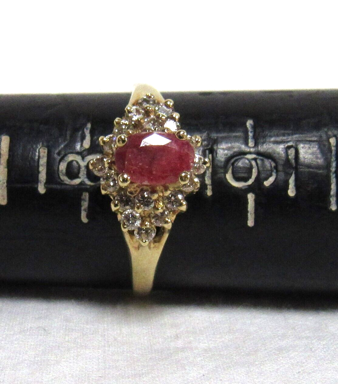 18K 750 Yellow Gold Natural Ruby & Diamond Cluster Ladie's Sz 8.25 Ring 3g PAZ Item image 8