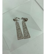 Vintage 1960s Trifari Earrings Dangle Silver Tone Open Work Textured Cli... - £14.84 GBP