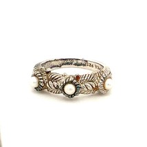 Vintage Signed Sterling Judith Ripka Three Pearl Stone Rope Design Ring Band 8 - $74.25