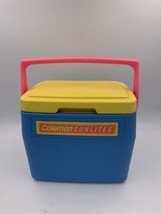 Coleman Sunlites 5272 Vintage Flip Lid Mini Cooler Cup Holder 90s Blue Pink - £22.49 GBP