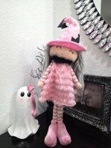 Halloween Pink Witch Dress Standing Shelf Sitter Doll Figure Tabletop De... - $724.56 MXN