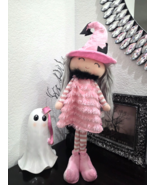 Halloween Pink Witch Dress Standing Shelf Sitter Doll Figure Tabletop De... - €33,05 EUR