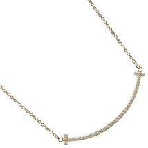 Tiffany &amp; Co T Smile Small Necklace K18yg Diamond Women Gold One Size - $3,110.30