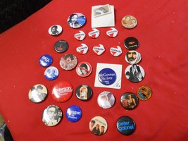 Collection of 27 PINBACKS Policatial-Music Artists-etc.&amp; 2 Tie Tacks........SALE - £15.03 GBP