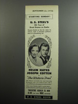 1952 U.S. Steel Hour Ad - The Wisteria Trees - Helen Hayes, Joseph Cotton - $18.49
