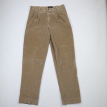 Vintage Eddie Bauer Mens 38x37 Faded Pleated Wide Leg Corduroy Chino Pants Brown - £51.27 GBP