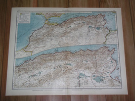 1915 Original Antique Map Of Morocco Algeria Tunisia Atlas Mountains Africa - $27.47