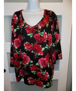 The Pioneer Women Black W/ Red Rose Print Shirt Size XXXL Women&#39;s - €15,45 EUR