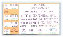 B.B.King Concerto Ticket Stub Novembre 23 1997 Tucson Arizona - $39.58