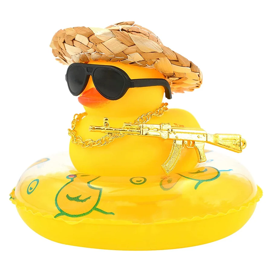 Duck Car Ornaments Yellow Duck Car Dashboard Decorations Set with Sunglasses, - £8.35 GBP+
