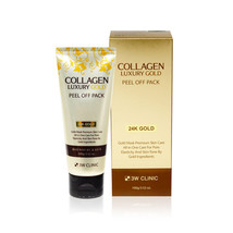 3W CLINIC Collagen Luxury Gold Peel Off Pack 24K Gold 100g/3.52oz. Made In Korea - $37.99