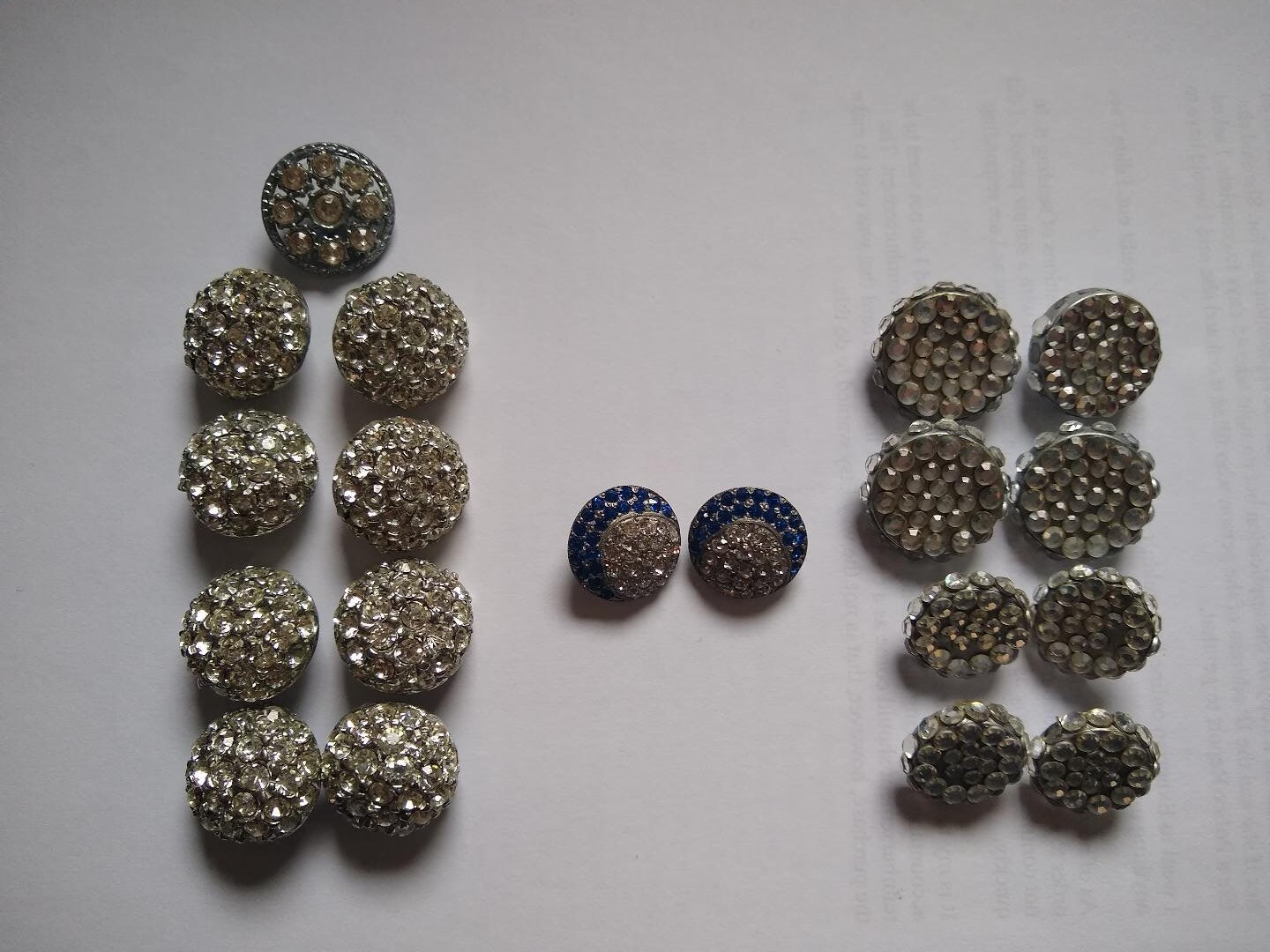 19 Vintage Rhinestone Metal Buttons Domed - $24.19