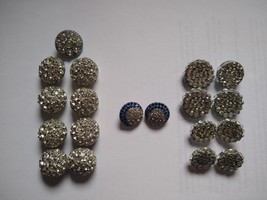 19 Vintage Rhinestone Metal Buttons Domed - £19.33 GBP