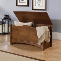 Oak Brown Lg Wooden Storage Chest Trunk Blanket Organizer End Bed Seat Toy Box - £193.90 GBP