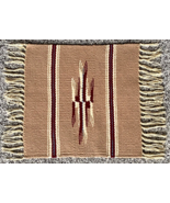 Vtg American Wool Weave Rug-Fringe-Native-Handmade-Geometric-10 x 9.5&quot;-B... - €28,43 EUR