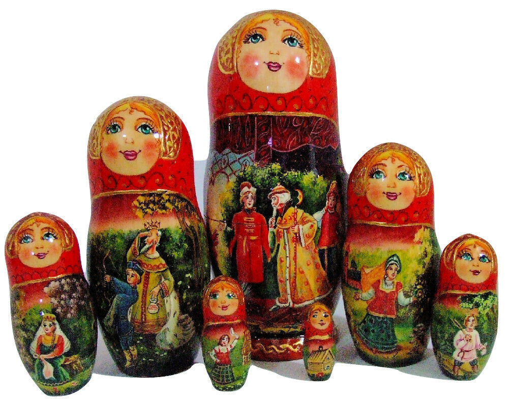 Exclusive 7pcs Russian Nesting Doll "Tale of Tsar Sultan" By L Semenova - $185.06