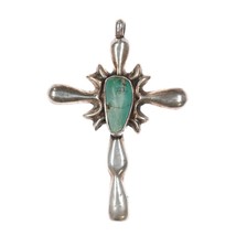 Vintage N Native American cast silver cross with turquoise - $147.02