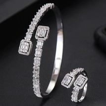 missvikki New Fashion Romantic Design Open Bangle Ring Jewelry Set for Women Bri - £32.05 GBP