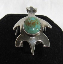 AllenRoy Paquin Zuni  1 3/8&quot; Turtle Sterling Silver Turquoise Sz 7 Ring 7g ARP - £118.28 GBP