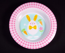 Easter melamine bowl bunny in center pink gingham rim NEW - $6.00