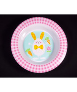 Easter melamine bowl bunny in center pink gingham rim NEW - $8.17 CAD