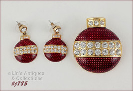 Eisenberg Ice Signed Ornament Pin and Earrings (#J785) - $68.00